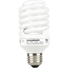 Sylvania 29729 23W Compact Fluorescent Micro Mini with Integral 120V Ballast Medium Screwbase, Soft White, 2-Pack # CF23/EL/MICROMINI/2/12/RP