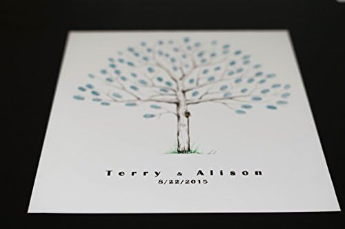 Fingerprint Tree custom wedding guestbook - Original thumbprint guest book alternative (Medium Size Thin tree Ink) includes 2 ink pads!!