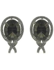 14K White Gold 4.97cttw Round White Diamond & Oval Topaz Gemstone Earrings