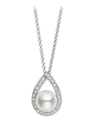 PremiumPearl 9-10mm White South Sea Cultured Pearl Pendant AAA Quality 14k Gold & Diamonds