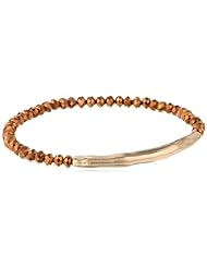 Kensie Gold-Plated Skinny with Bronze Beads Stretch Bracelet, 8"