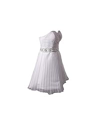 Pleated Crystal Lace-Up Crystals Sequined Beaded Knee Length Short Organza/Polyester Wedding Dress 