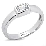Bezel-Set Emerald Cut Diamond Engagement Ring - 6.5