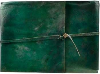 Green Scroll Leather Sketch Book with Cord