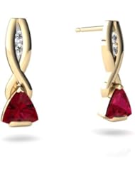 Created Ruby 14kt Yellow Gold Earrings