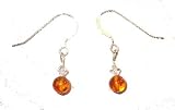 Genuine Grade A Amber & Swarovski Crystal Sterling Silver Earrings