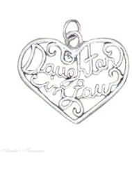 Sterling Silver "DAUGHTER In LAW" Open Filigree Heart Message Word Charm