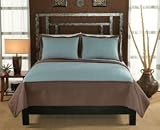 Barclay Full / Queen Quilt with 2 Shams Taupe / Aqua