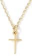 22k Gold Plated Small Pewter Cross Pendant by Bob Siemon, 18"