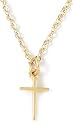 22k Gold Plated Small Pewter Cross Pendant by Bob Siemon, 18"