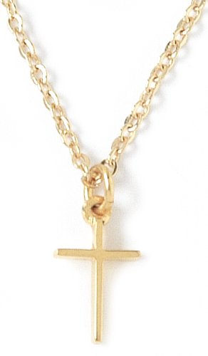 22k Yellow Gold Plated Small Pewter Cross Pendant by Bob Siemon, 18