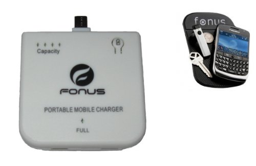 Fonus Brand White High Quality Micro USB External Rechargeable Back Up Battery Charger Portable Extended Mobile Power Pack (1900mAh) for AT&T Samsung Galaxy S 2 SGH-i777 ((II / S2 / S-2)) (Package Includes a Non-slip car dashboard sticky mat)