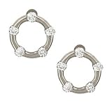Small Circular Stud Earrings w/ Flush Diamonds .15cttw
