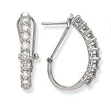 14k White Gold & Diamond Omega-Clip Half-Hoop Earrings (3.00ctw) SPECIAL ORDER