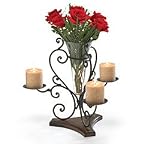 Review  982867 / Scroll Design Metal Candleholder Centerpiece With Flower Vase Beautiful Home Decor