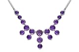 Luxurious 15.25 carats total weight Round Shape Amethyst Multi-Gemstone Necklace in Sterling Silver