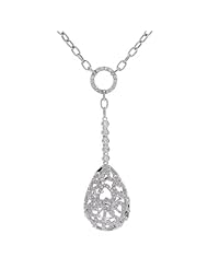 14k White Gold 1.43 Carat Diamond Teardrop Necklace