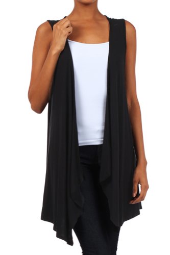Modern Kiwi Open Asymmetrical Hem Vest Black One Size