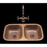 Bates and Bates Bistro Double Basin Kitchen Sink Hammertone Pattern Undermount Or Drop In Old Nickel B1833H ON