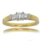 18KT Solid Gold Anniversary Ring Diamond Three Stone
