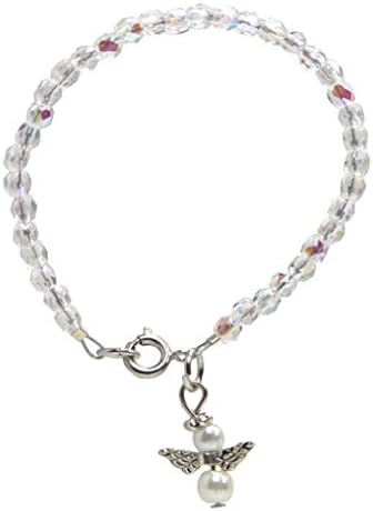 Austrian Crystal Bracelet W/Pearl Angel Charm