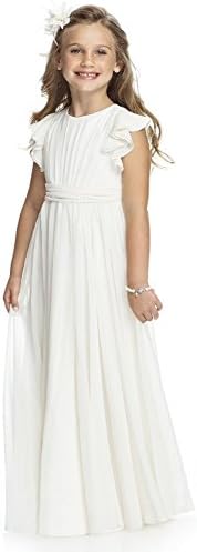 LuckyHouses Girl's First Communion Dress Juniors Long Bridesmaid Dress (9, Ivory)