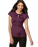 Nine West Petite Satin Blouse with Keyhole