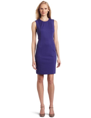 Calvin Klein Women's Ponte Zip Dress, Sapphire, 14