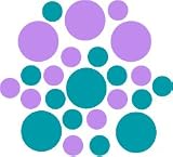 Set of 30 - Turquoise / Lavender Circles Polka Dots Vinyl Wall Graphic Decals Stickers