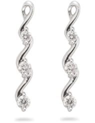 0.30 Cts Diamond Three Stone Twist Earrings in 14K White Gold