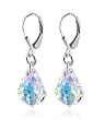 Sensational Clear AB Swarovski Crystal Sterling Silver Leverback 1.25" Long Dangle Earrings