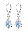 Sensational Clear AB Swarovski Crystal Sterling Silver Leverback 1.25" Long Dangle Earrings