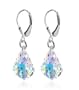 SCER035 Made with Swarovski Elements� Sensational Clear AB Crystal Sterling Silver Leverback 1.25" Long Dangle Earrings