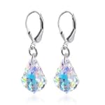 SAVE $12 - Sensational Clear AB Swarovski Crystal Sterling Silver Leverback 1.25" Long Dangle Earrings $11.99