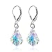 Sensational Clear AB Swarovski Crystal Sterling Silver Leverback 1.25" Long Dangle Earrings