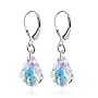 Sensational AB Swarovski Crystal Sterling Silver Leverback 1.25" Long Dangle Earrings