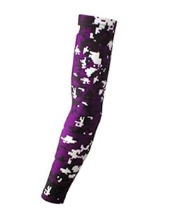 Moisture Wicking Sports Compression Arm Sleeve - Youth & Adult Sizes - Baseball Football Basketball (Purple Digital Camo, Medium)