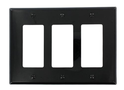 Leviton PJ263-E 3-Gang Midway Size High Impact Thermoplastic Decora Wallplate, Black