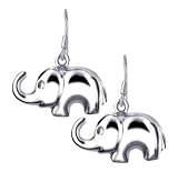 Sterling Silver Elephant French Ear Wire Hook Dangle Earrings