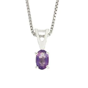 Sterling Silver Prong Set Genuine Amethyst Small Oval Pendant by SilverSpeck.com