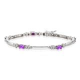 Sterling Silver 1/5 ct. Cubic Zirconia and 1 3/4 ct. Pink Tourmaline Bracelet