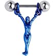 TEMPTRESS Blue Body Dangle Nipple Ring 1/2"