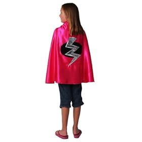 Superhero Costume Dressup Lightening Cape Hot Pink Girl