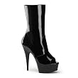 5 3/4 Inch Heel Platform Boots Peep Toe Ankle Boots Black