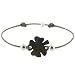 Bijoux Les Poulettes - Bracelet Tr�fle Nacre Grise et Perles d'Argent - Lien Gris