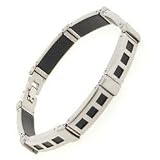 Brushed Steel and 3 Square Black Bracelet