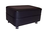 Black Vinyl Rectangle Non-storage Ottoman