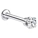 16 Gauge 5/16" -Solid 14KT White Gold 3mm Cubic Zirconia Tragus Earring Stud