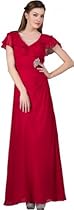 Hot Sale Meier Women's Chiffon Short Sleeves Long Gown in Red