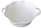 BIA Cordon Bleu Wavy Collection 2-Quart Round Souffle with Handles, White